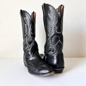 Vintage Nocona Mens Black Cowboy Boots Size 10.5 D Western Leather Pointed Toe
